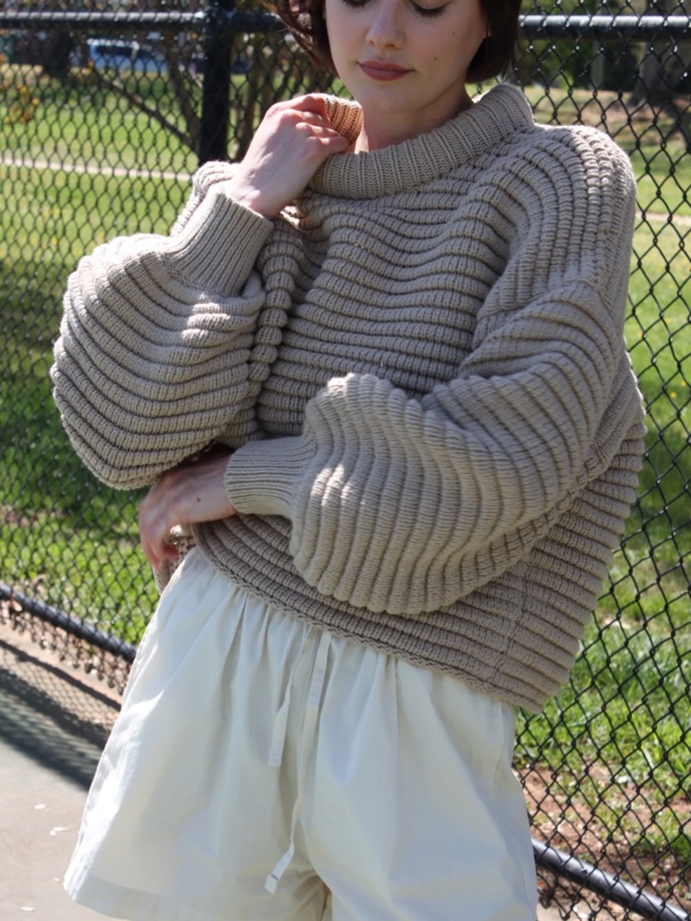 Na Nin Romy Pima Cotton Balloon Sleeve Sweater